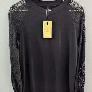 Black Lace Sleeve Top